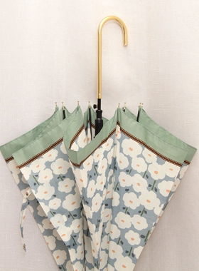 日本文艺小花朵太阳伞森系长柄伞女防晒晴雨两用伞轻量弯钩伞学生