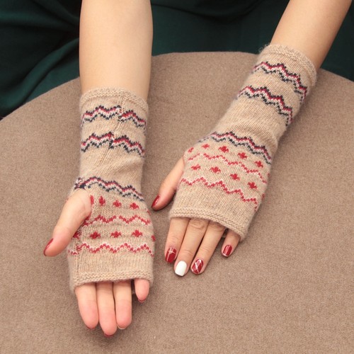 露指手套半指羊毛薄款针织女冬暖