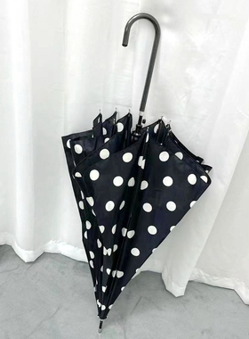 ins风可爱韩国黑色大波点长柄伞晴雨两用遮阳伞太阳伞加大学生女