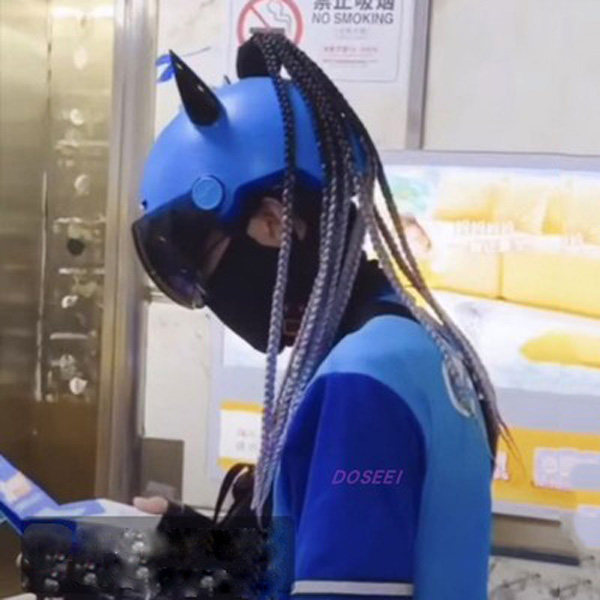 男女机车马尾辫头盔装饰吸盘