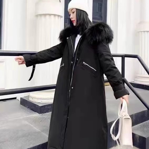 商场正品羽绒服女韩系宽松显瘦白鸭绒长款大毛领连帽加厚冬季外套