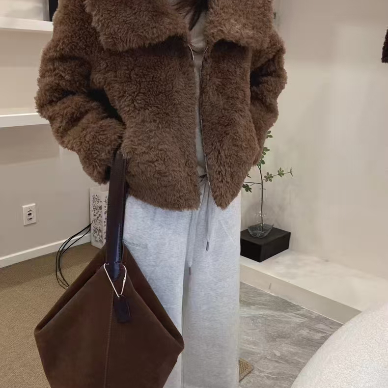 商场正品MQ麦琪羊羔毛外套2025冬新款上衣女小个子仿皮草毛毛上衣