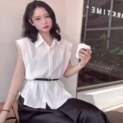 合悦HZX52193正品2026夏季新款百搭显瘦时尚无袖衬衫女上衣衬衣