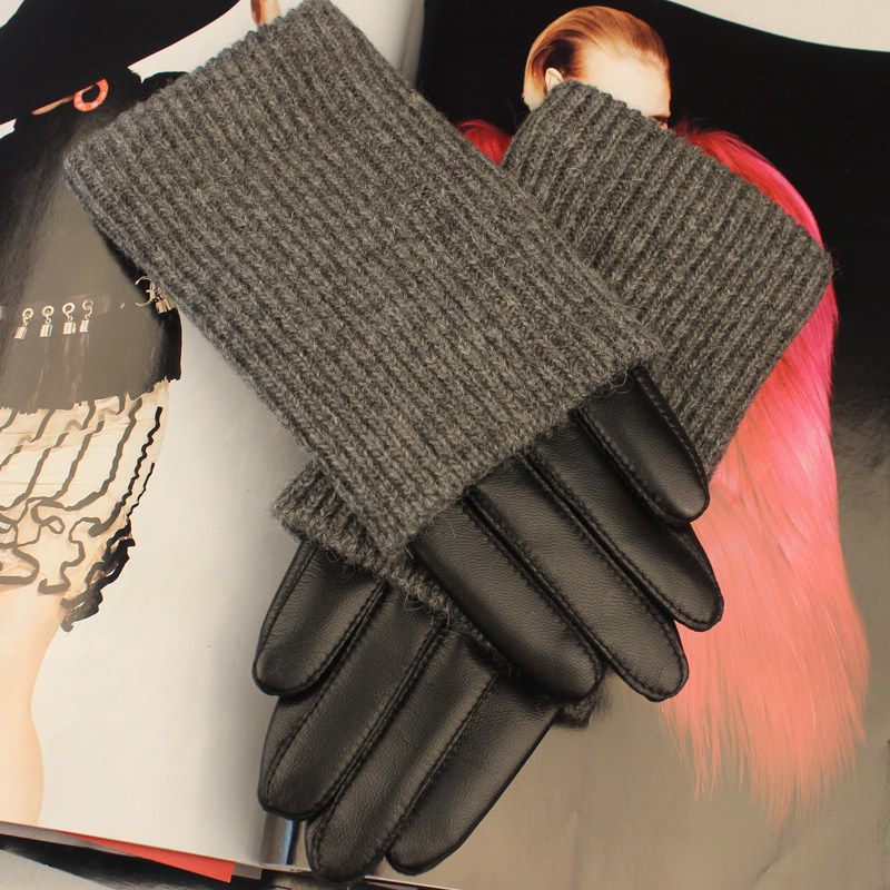 进口绵羊皮真皮女士澳洲羊绒加绒保暖手套