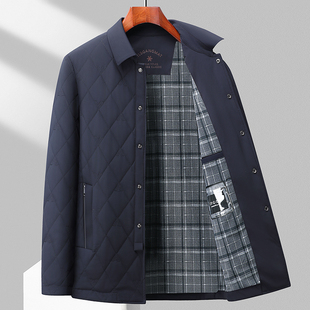 皮尔卡丹桑蚕丝棉衣男款冬季休闲保暖棉服商务翻领棉袄爸爸装外套
