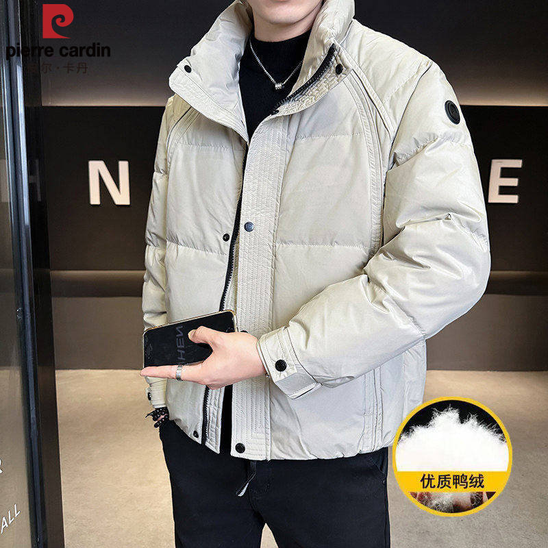 皮尔卡丹立领羽绒服男款韩版休闲中老年户外防寒服高级感外套冬装
