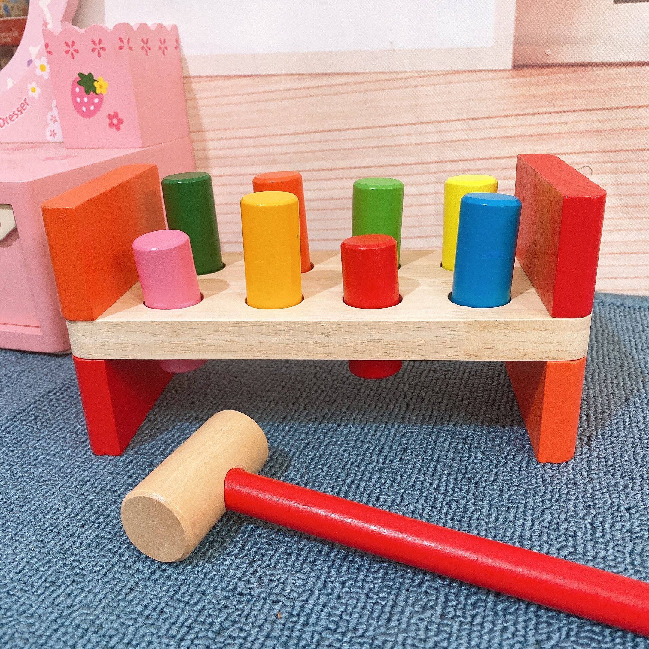 幼儿园敲打桩台宝宝锻炼个月玩具