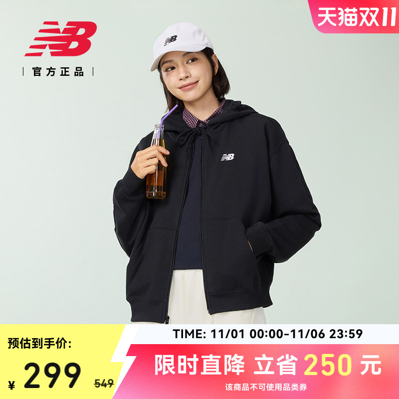 New Balance NB官方秋冬女士新帽衫运动休闲连帽卫衣外套WJ41501
