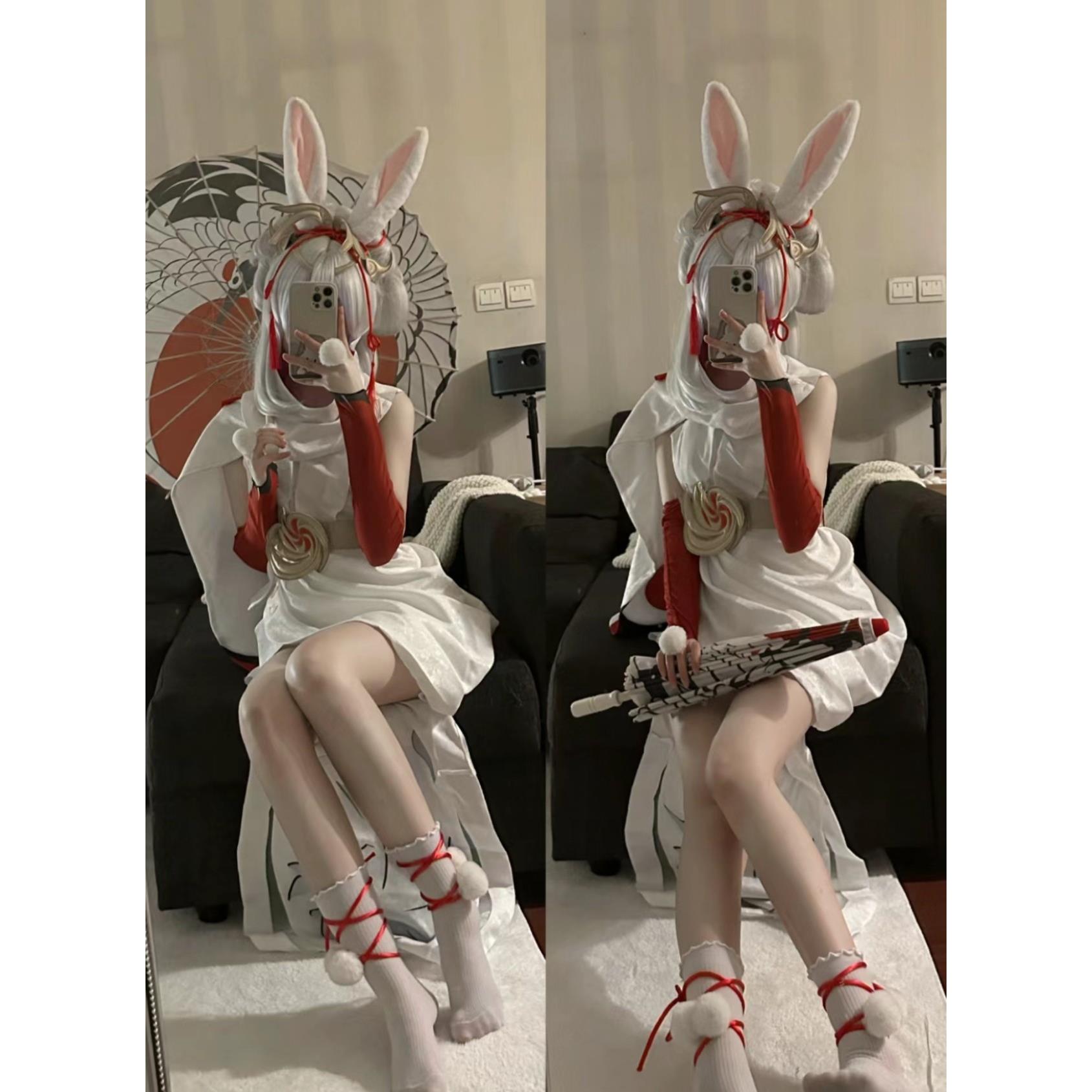 猫屿现货cos王者公孙离皮肤祈雪灵祝cosplay服装女道具伞COS假发图片