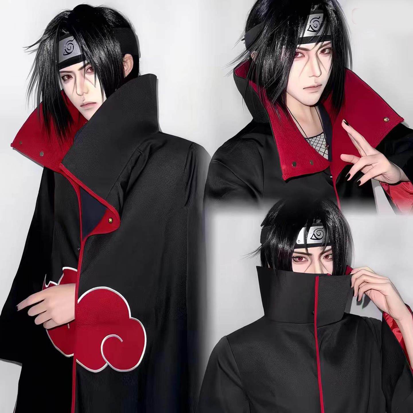 火影忍者cos服晓组织红云袍宇智波鼬cos服鹰小队披风斗篷鞋子全套