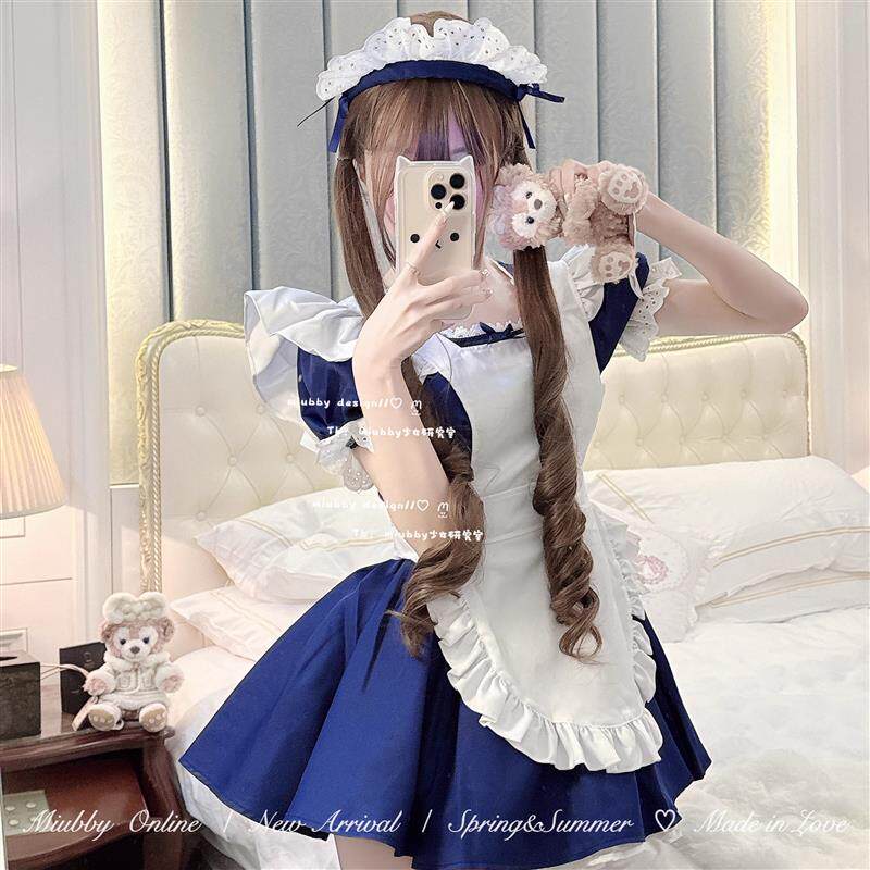 Miubby绮梦天使日系萝莉可爱狗短绀色女仆装Lolita软妹连衣裙