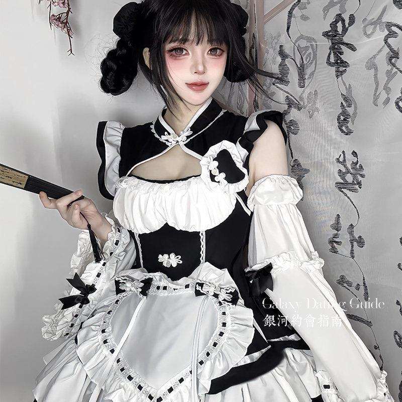 银河约会指南 中华小女仆国风原创新中式旗袍圣诞节cos大码连衣裙