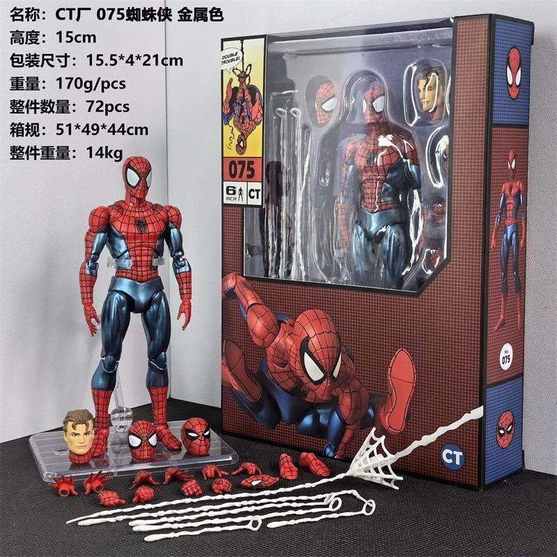 CT厂 mafex075漫画版金属色蜘蛛侠国产KO彼得帕克可动手办模型