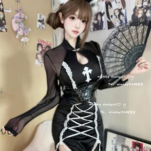 Miubby祈愿修女性感修女装高开叉长裙修身连衣裙万圣节cos服