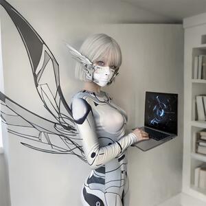 万圣节男女AI机器人铠甲印花连体衣未来感科技cos服酒吧DS服