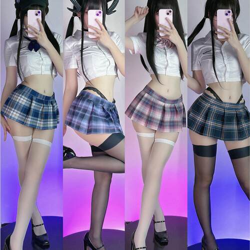 狗短35cm格裙学院风日系JK制服高腰半身裙百褶裙KPOP女团超短裙夏