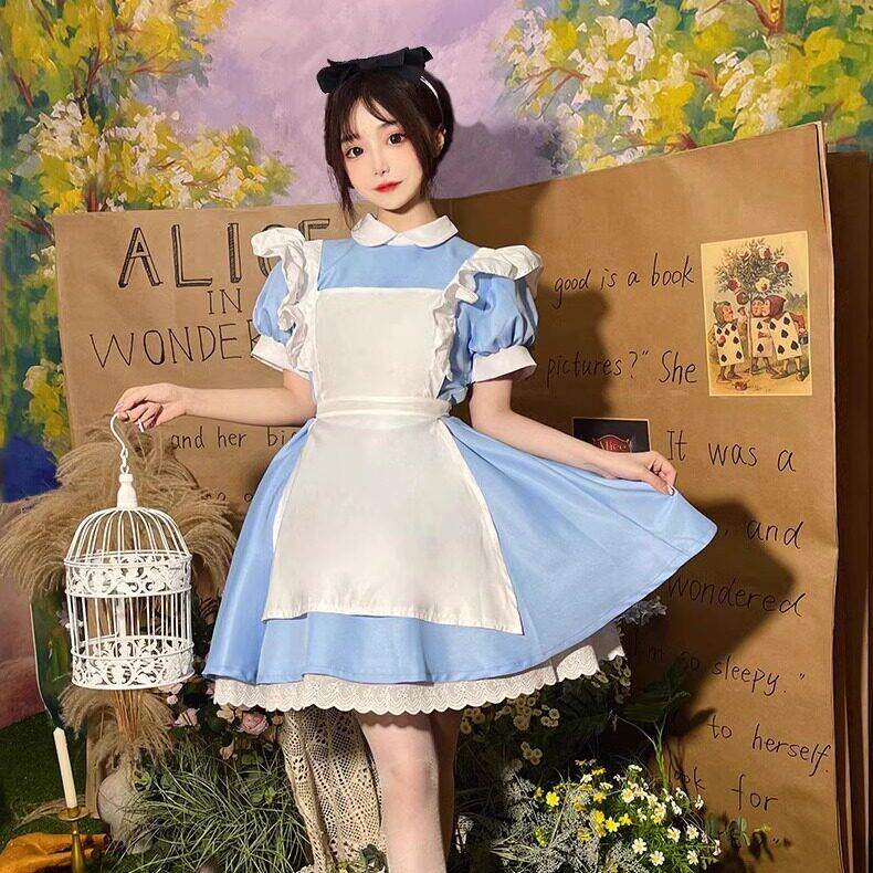 爱丽丝梦游仙境cos服装儿童公主裙洛丽塔衣服成人女仆装万圣节