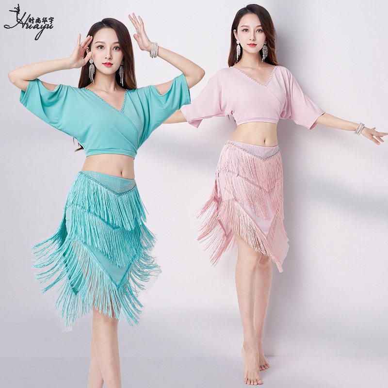 肚皮舞2025夏季V领性感烫钻流苏裙套装新款东方舞演出服练功服女