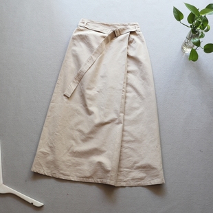 棉麻裙子新款上市春秋小个子优质特别的腰带半身裙后腰松紧