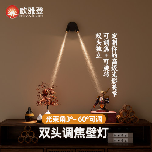 双头可调焦壁灯可旋转玄关书房客厅背景墙卧室床头阅读灯明装射灯