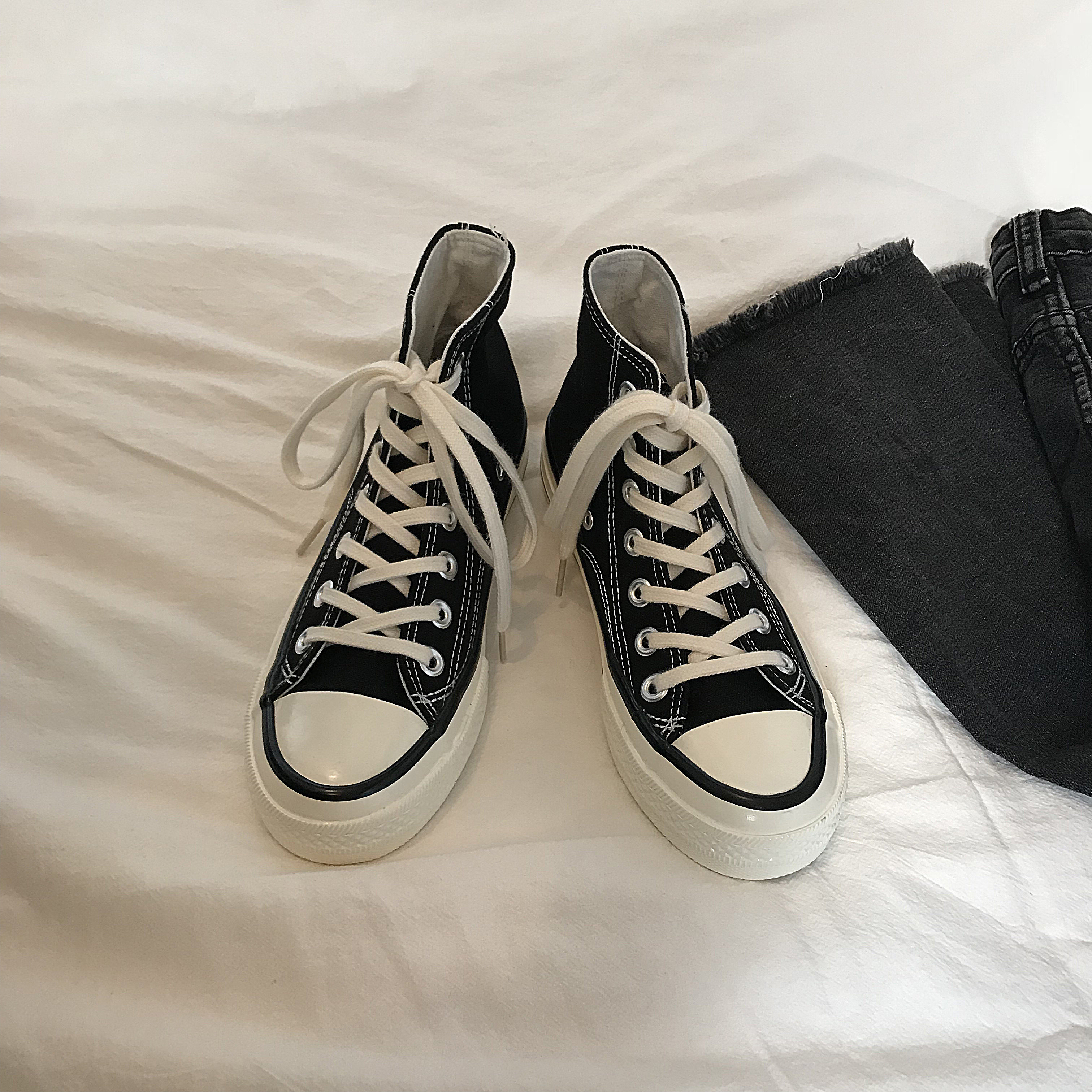 L / C Engraved 1970s Classic style Black student Korean Edition Harajuku Retro Hong Kong flavor Gaobang canvas shoein the Women's Shoes, Canvas shoes  category - from Buy2taobao.com to provide professional Taobao agent buy service