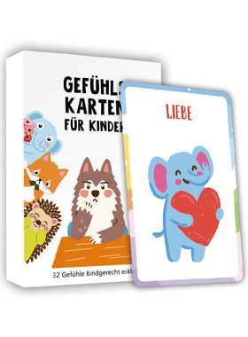 跨境德语启蒙Flashcard情绪闪卡软萌动物小怪兽动物情感学习卡