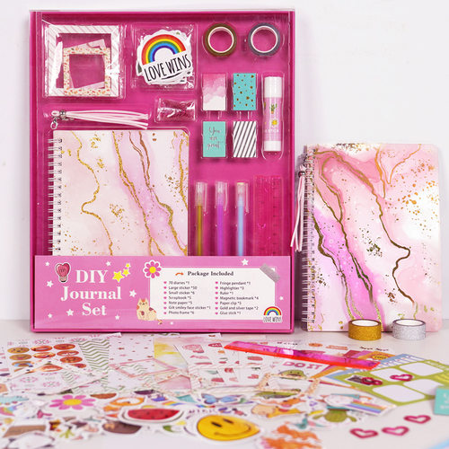 跨境DIY JOURNAL SET儿童日记本手账贴纸文具礼物剪贴薄套装