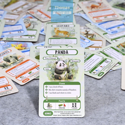 跨境英文Flashcard动物知识问答闪卡儿童百科知识互动猜谜游戏卡