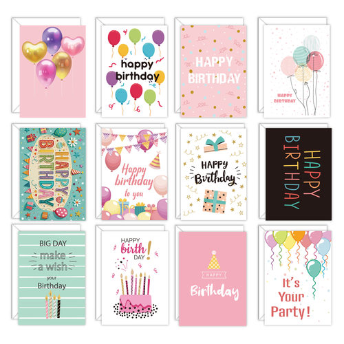 跨境英文birthday card生日贺卡手写留言信封对折祝福生日卡片