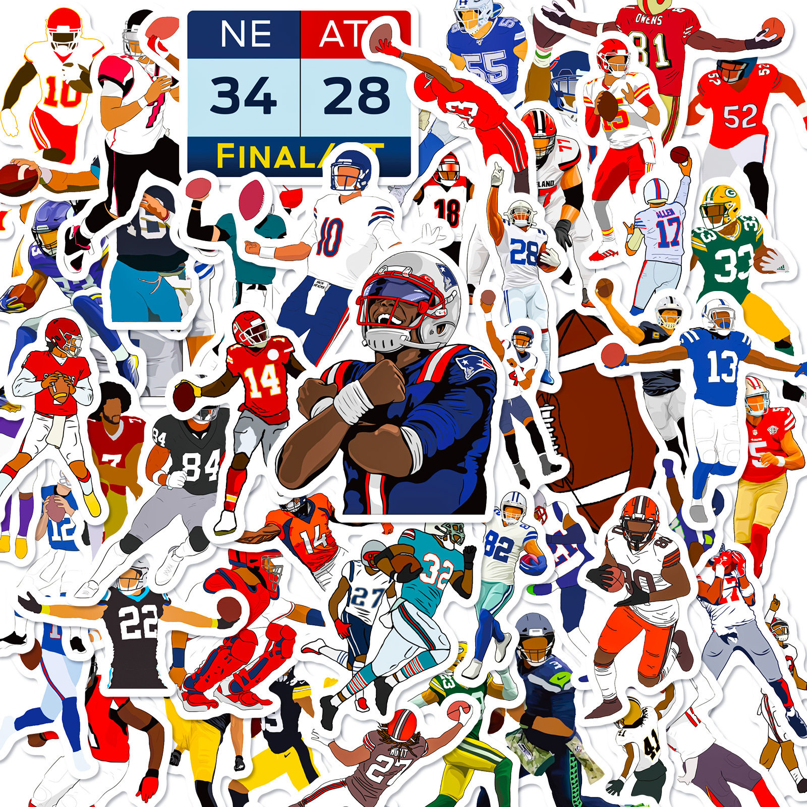 跨境Stickers美式橄榄球超级碗橄榄球卡通涂鸦贴纸DIY贴纸