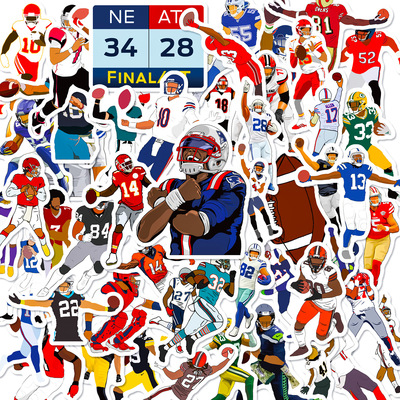 跨境Stickers美式橄榄球超级碗橄榄球卡通涂鸦贴纸DIY贴纸可移胶