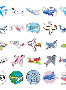 跨境Stickers卡通飞机贴纸儿童diy奖励装饰防水反复贴