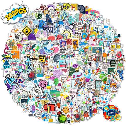 跨境Stickers实验室贴纸化学方程式个性卡通科学贴纸滑板水杯