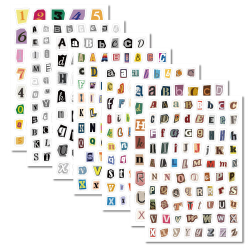 跨境英文letter stickers复古字母数贴纸字符号手账剪贴日记素材