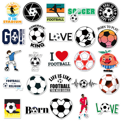 跨境英文贴纸football Stickers 足球涂鸦卡通运动DIY贴纸防水