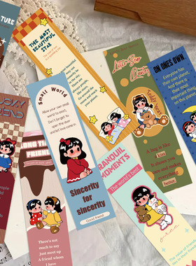 跨境英文bookmark哆乐女孩书签手帐DIY素材文艺创意纸质墙贴装饰