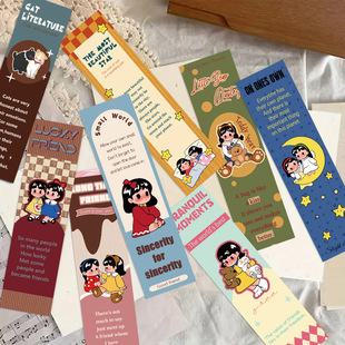 跨境英文bookmark哆乐女孩书签手帐DIY素材文艺创意纸质墙贴装饰