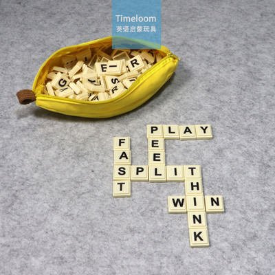 跨境英语启蒙Spelling Games单词拼字游戏香蕉船纳袋字母游戏教具
