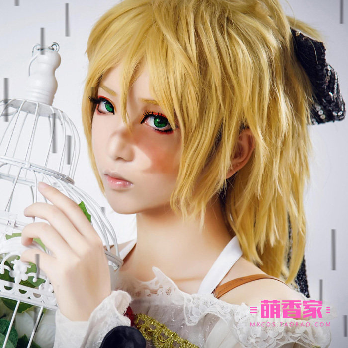 萌香家Vocaloid 镜音LEN 金黄色cosplay假发 假发现货