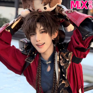 代号鸢孙策cos假发仿真人头皮顶四条麻花辫三七分cosplay假发现货