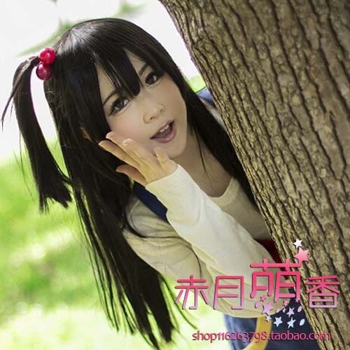 萌香家cosplay假发 玉子市场/北白川馅子/黑色长直发无造型