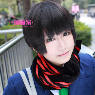 鬼灯的冷彻 白泽cos假发/黑色美少年短发/名濑博臣cosplay假发