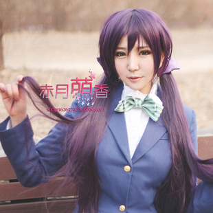 萌香家Love Live！假发东条希假毛紫黑色高温丝cosplay假发
