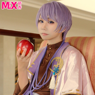 萌香家文豪与炼金术师 北原白秋 烟紫色短发收脸cosplay假发