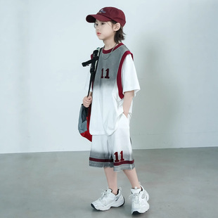 男童潮酷夏装运动套装2026新款中大儿童装薄款夏季短袖男孩两件套