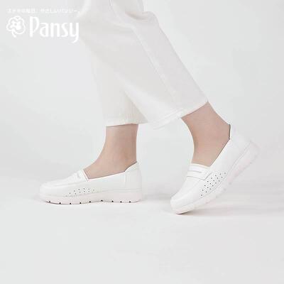 Pansy日本小白鞋护士鞋软底透气平底不累脚防臭防滑夏季透舒适鞋