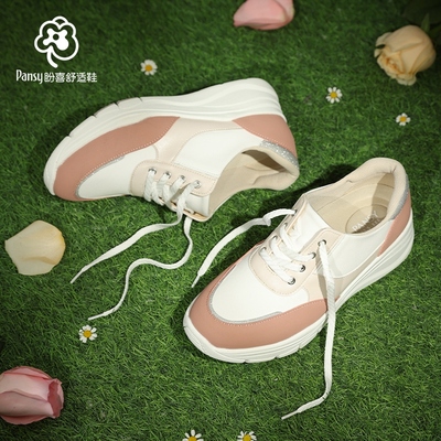 Pansy盼喜日本女鞋透气轻便时尚坡跟运动休闲鞋2025春季新品7506