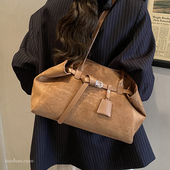 简约复古麂皮绒hobo包包2025新款 通勤单肩包大容量女士手提托特包