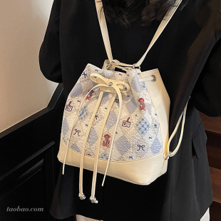 今年流行撞色大容量包包女2026新款 多用双肩后背包单肩斜挎水桶包