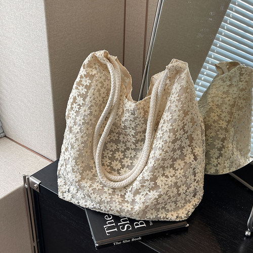 新款腋下网纱韩系小众夏天帆布袋